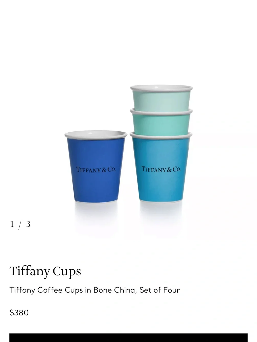 Tiffany & Co. Four-Piece Blue Gradient Coffee Cup Set